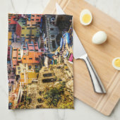 Schilderachtig dorp, Cinque Terre, Liguria, Italië Theedoek (Quarter Fold)