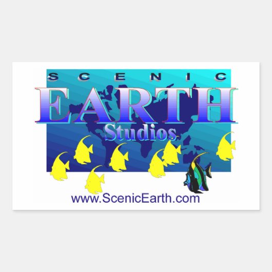 Schilderachtig Earth Aquatic Earth Ocean World Art Rechthoekige Sticker (Voorkant)