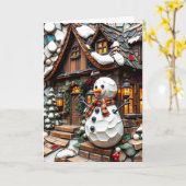 Schilderachtig en charmant kerstmozaïek kaart (Gele Bloem)