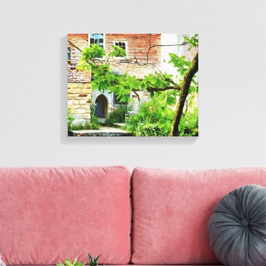 Schilderachtig Engels huisje aan het water Canvas Afdruk (Insitu (Woonkamer))