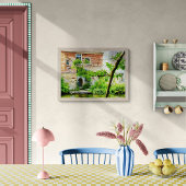 Schilderachtig Engels huisje aan het water Canvas Afdruk