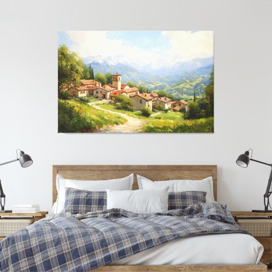 Schilderachtig Europees dorp Canvas Afdruk (Insitu (Slaapkamer))