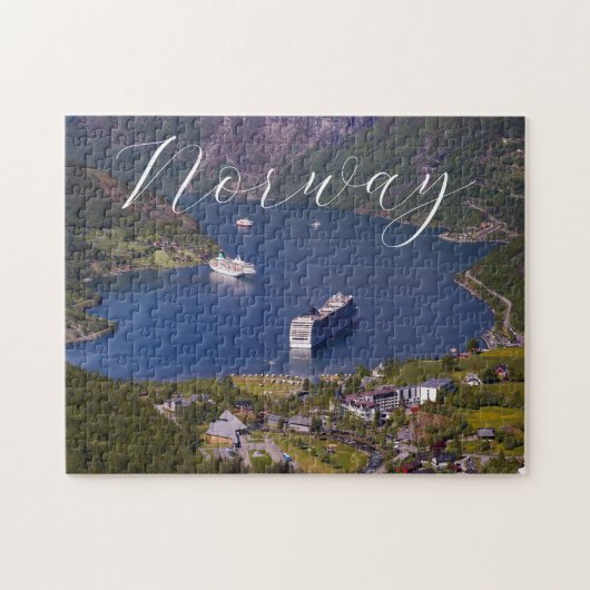 Schilderachtig fjord Noorwegen Cruise puzzel Legpuzzel (Horizontaal)