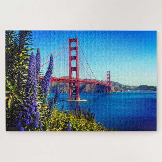 Schilderachtig Floral Golden Gate Bridge Foto Legpuzzel (Horizontaal)