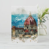 schilderachtig Florence Italië bruiloft met de dat Bedankkaart (Staand voorkant)