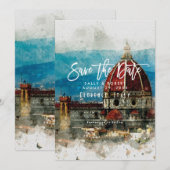 schilderachtig Florence Italië bruiloft met de dat Bedankkaart (Voorkant / Achterkant)