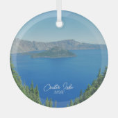 Schilderachtig foto van Crater Lake Wizard Island Glas Ornament (Voorkant)