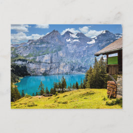 Schilderachtig foto van het Oeschinen-meer Briefkaart