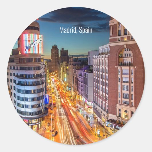 Schilderachtig foto van Madrid, Spanje Ronde Sticker (Voorkant)