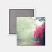 Schilderachtig foto van Misty Railroad Tracks Magneet (Voorkant / Achterkant)