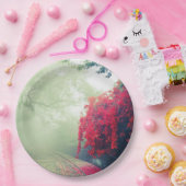 Schilderachtig foto van Misty Railroad Tracks Papieren Bordje (Feest)