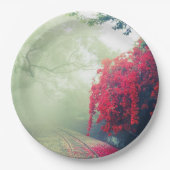 Schilderachtig foto van Misty Railroad Tracks Papieren Bordje (Voorkant)