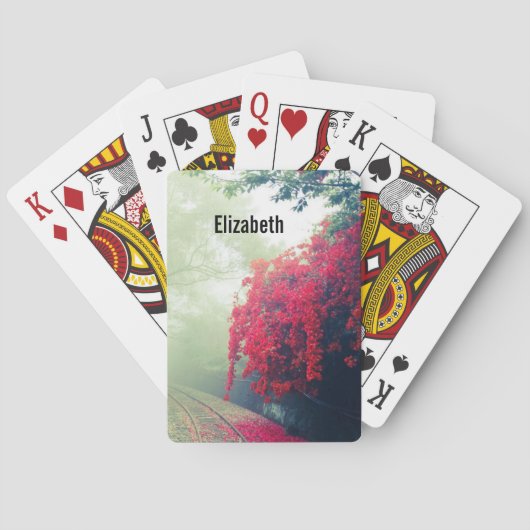 Schilderachtig foto van Misty Railroad Tracks Pokerkaarten (Achterkant)