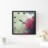 Schilderachtig foto van Misty Railroad Tracks Vierkante Klok (Huis)