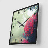 Schilderachtig foto van Misty Railroad Tracks Vierkante Klok (Hoek)