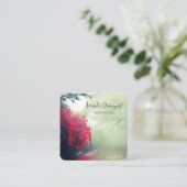 Schilderachtig foto van Misty Railroad Tracks Vierkante Visitekaartje (Staand voorkant)