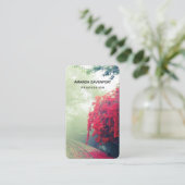 Schilderachtig foto van Misty Railroad Tracks Visitekaartje (Staand voorkant)