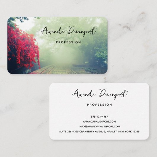 Schilderachtig foto van Misty Railroad Tracks Visitekaartje (Voorkant / Achterkant)