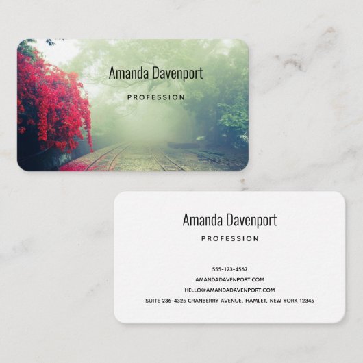 Schilderachtig foto van Misty Railroad Tracks Visitekaartje (Voorkant / Achterkant)