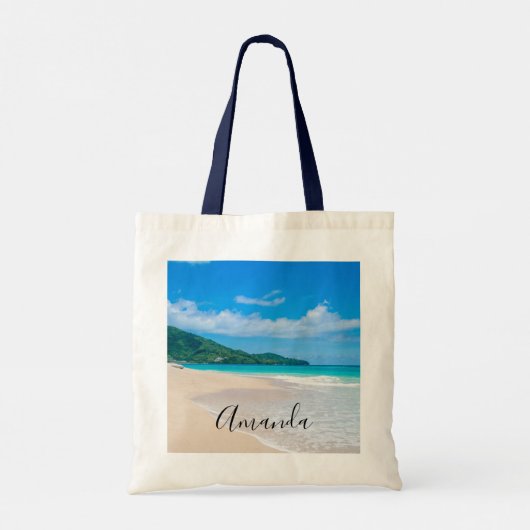 Schilderachtig foto van tropisch strand tote bag (Achterkant)