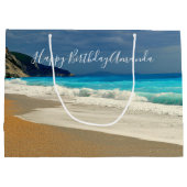 Schilderachtig foto van Turquoise Blue Zee Beach B Groot Cadeauzakje (Achterkant)