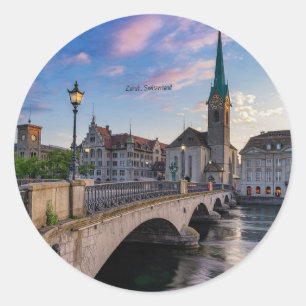 Schilderachtig foto van Zürich, Zwitserland Ronde Sticker