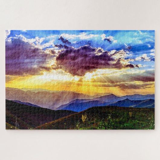 Schilderachtig fotobergen Sunbeams Meadow Puzzle Legpuzzel (Horizontaal)