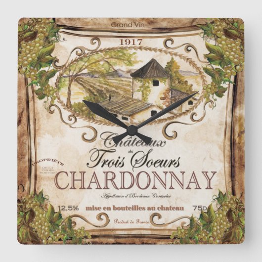  Schilderachtig Franse Wijnlabel wandklok (Voorkant)