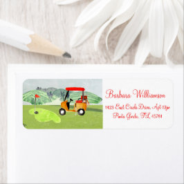 Schilderachtig Fun Golf Cart Greens Return Address Etiket