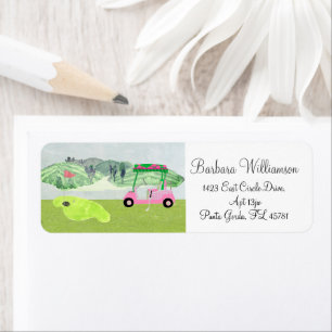 Schilderachtig Fun Golf Cart Greens Return Address Etiket