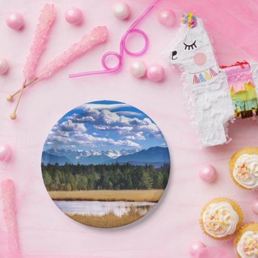 Schilderachtig gebergte Alpine Landschap Papieren Bordje (Feest)