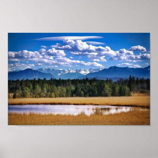 Schilderachtig gebergte Alpine Landschap Poster (Voorkant)