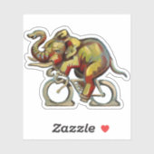 Schilderachtig gele en rode olifant op de fiets sticker (Vel)
