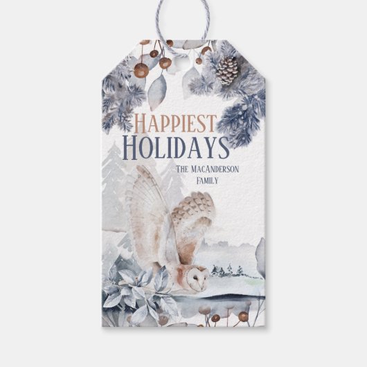 Schilderachtig geschenk winterschuurbos cadeaulabel (Voorkant)
