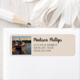 Schilderachtig Gevist boten aangemeerd Etiket