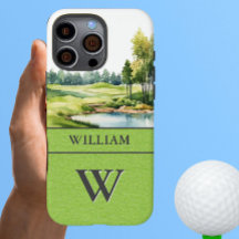 Schilderachtig golfbaan Monogram Naam