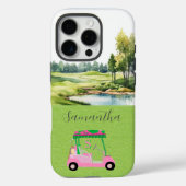 Schilderachtig golfbaan Roze golfkar Case-Mate iPhone Case (Achterkant)