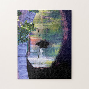 Schilderachtig groene Paarse boot onder Arch Rock  Legpuzzel