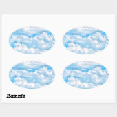 Schilderachtig Happy Sunny Clouds Achtergrond Ovale Sticker (Vel)