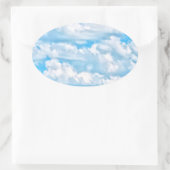 Schilderachtig Happy Sunny Clouds Achtergrond Ovale Sticker (Tas)