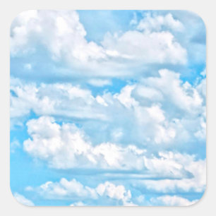 Schilderachtig Happy Sunny Clouds Achtergrond Vierkante Sticker