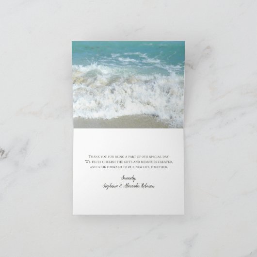 Schilderachtig harten in de Sand Beach bruiloft Da Bedankkaart (Binnen)