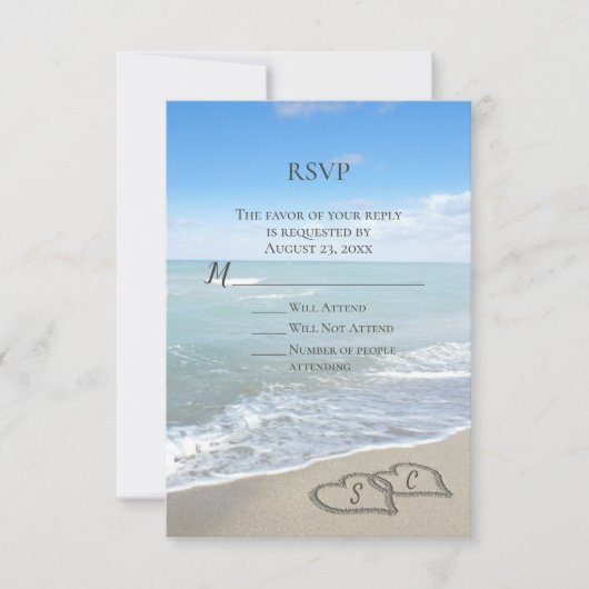 Schilderachtig harten in de Sand Beach bruiloft RS Kaart (Voorkant)