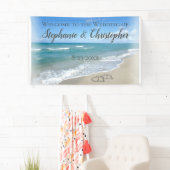 Schilderachtig harten in de Sand Beach bruiloft Spandoek (Insitu)