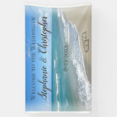 Schilderachtig harten in de Sand Beach bruiloft Spandoek (Verticaal)