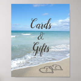 Schilderachtig harten in het zand Beach-huwelijk Poster