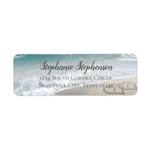 Schilderachtig harten in het Zand Beach Wedding Ad Etiket