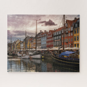 Schilderachtig haven Kopenhagen, Denemarken Legpuzzel