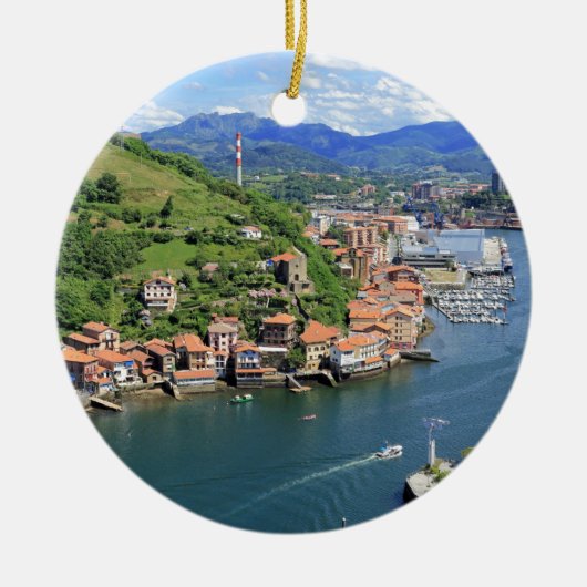 Schilderachtig havenmonding Pasaia, Baskenland Keramisch Ornament (Voorkant)