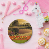 Schilderachtig Herfst in liefdesherfst Rustic Foto Papieren Bordje (Feest)